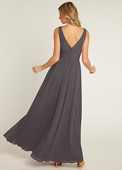 Azazie Pierrette Bridesmaid Dresses Steel Grey A-Line Pleated Chiffon Dress image2