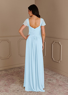 Azazie Gwenyth Final Sale Sky Blue A-Line Lace Chiffon Dress image2