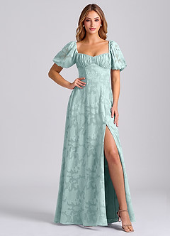 Azazie Mirian Bridesmaid Dresses Mist A-Line Sweetheart Neckline Floral Burnout Dress image5