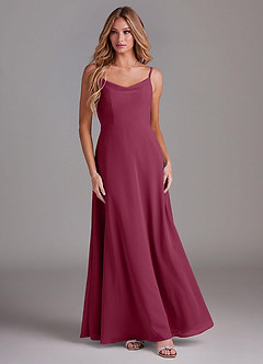 Azazie Daenerys Bridesmaid Dresses Mulberry A-Line Cowl Chiffon Dress image3