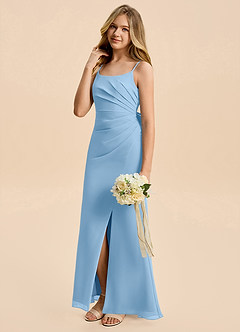 Azazie Amelia Junior Meerjungfrau-Linie Plissee Chiffon Kleid Puderblau image4