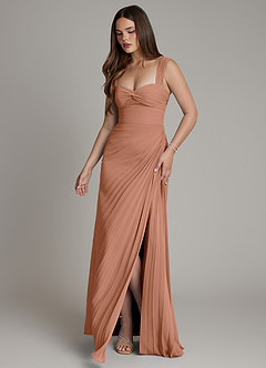 Azazie Amberly Bridesmaid Dresses Bronzer Sheath Sweetheart Neckline Chiffon Dress image4