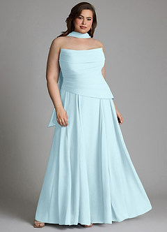 Azazie Gabriela Bridesmaid Dresses Cloud Blue A-Line Corset Chiffon Dress image18