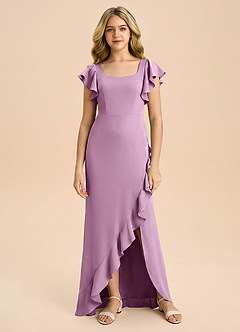 Azazie Demi Junior Wisteria Mermaid Bow Stretch Satin Dress image6