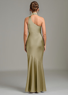 Azazie Jalissa Bridesmaid Dresses Moss Green Mermaid One Shoulder Stretch Satin Dress image6