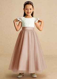 Azazie Pookie Flower Girl Dresses English Rose A-Line Lace Tulle Dress image3