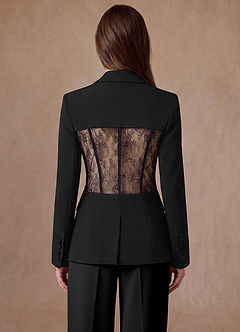 front Juliette Negro Blazer sastre con paneles de encaje de tejido refinado