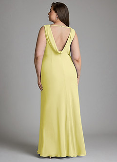 Azazie Kieryn Bridesmaid Dresses Lemon Sorbet Mermaid Pleated Chiffon Dress image8