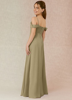 Azazie Kaitlynn Junior Moss Green A-Line Off the Shoulder Chiffon Dress image5