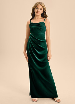 Azazie Mai Junior Emerald A-Line Sweetheart Neckline Velvet Dress image6