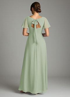 Azazie Kimber Bridesmaid Dresses Dusty Sage A-Line Flounce Sleeve Chiffon Dress image3