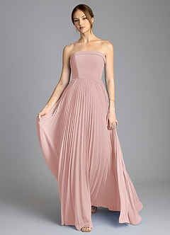 Azazie Mariana Brautjungfernkleider A-Linie Schulterfrei Chiffon Kleid Puderrosa image1