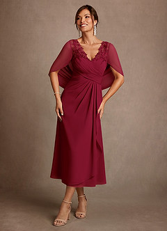 Azazie Forums Mother of the Bride Dresses Burgundy A-Line Lace Dress image1