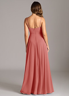 Azazie Amani Brautjungfernkleider A-Linie Plissee Chiffon Kleid Antike Rose image2