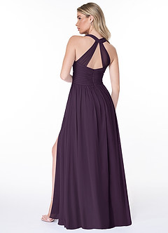 Azazie Jaclyn Bridesmaid Dresses Plum A-Line Pleated Chiffon Dress image6