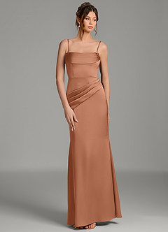 Azazie Alanis Bridesmaid Dresses Bronzer Mermaid Corset Stretch Satin Convertible Dress image6