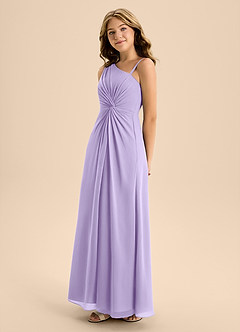 Azazie Brooke Junior A-Linie Seitliche Cut-Outs Chiffon Kleid Flieder image6