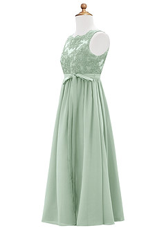 Azazie Elly Junior Agave A-Line Lace Chiffon Dress image9