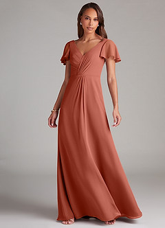 Azazie Soren Bridesmaid Dresses Clay A-Line Ruched Chiffon Dress image3