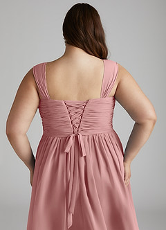 Azazie Angie Robes de demoiselle d'honneur Robe Trapèze en Mousseline de soie Corset Rose Poussiéreuse image15