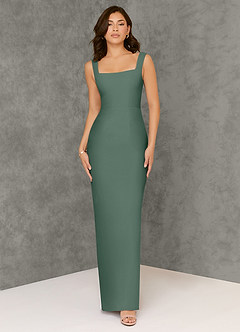 Azazie Flori Bridesmaid Dresses Sea Moss Sheath Square Neckline Chiffon Dress image1