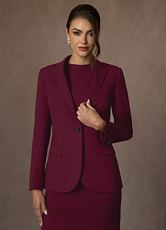 front Kennedy Burgundy Structured Stretch Jacket and Dress Suit Set