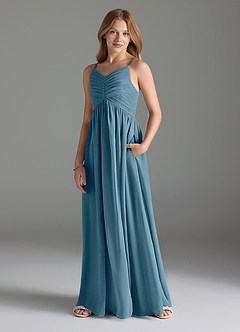 Azazie Alia Junior Bermuda A-Line Pleated Chiffon Dress image1