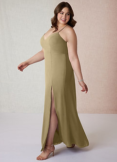 Azazie Manila Bridesmaid Dresses Moss Green Sheath V-Neck Chiffon Dress image9