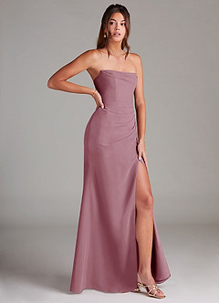 Azazie Leonis Bridesmaid Dresses Vintage Mauve Sheath Strapless Chiffon Convertible Dress image8