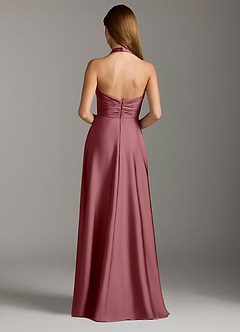 Azazie Tessie Bridesmaid Dresses Desert Rose A-Line Pleated Stretch Satin Dress image2
