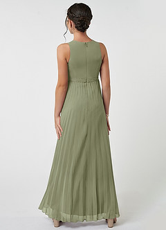 Azazie Lindie Junior Pistachio A-Line Pleated Chiffon Dress image3