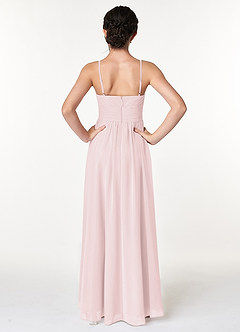 Azazie Catalina Junior Blushing Pink A-Line Ruched Chiffon Dress image2