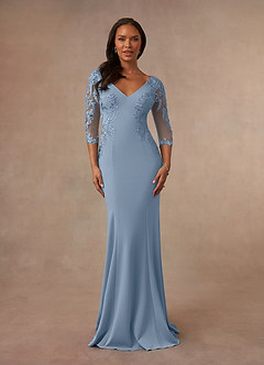 Azazie Fanny Mother of the Bride Dresses Dusty Blue Mermaid Lace Dress image1