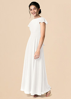 Azazie Payton White A-Line Bow Chiffon Dress image5
