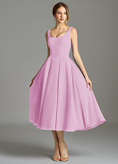 Azazie Amalie Abiti da Damigella Abito A-Line in Chiffon Plissettato Rosa Confetto image6