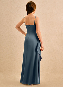 Azazie Cannoli Girls Formal Flower Girl Dresses Twilight A-Line Pleated Stretch Satin Dress image2