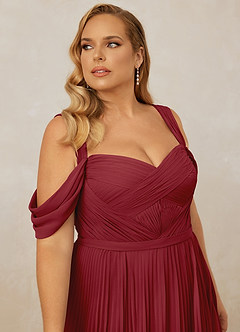 Christian Siriano Bridal for Azazie 1013 Bridesmaid Dresses Pomegranate A-Line Off the Shoulder Chiffon Dress image14