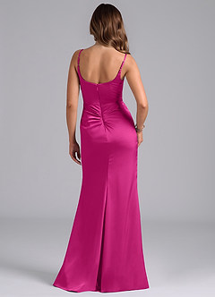 Azazie Donielle Bridesmaid Dresses Fuchsia Mermaid Corset Stretch Satin Dress image2