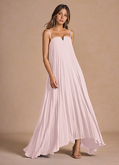 Nahla Powder Pink Allover Pleated Maxi Dress image4