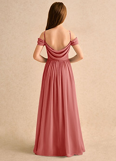 Azazie Shia Junior Formal Blumenmädchenkleider A-Linie Schulterfrei Chiffon Kleid Antike Rose image1