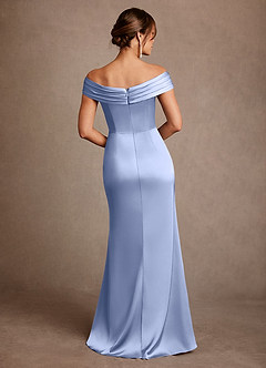 Azazie Bedford Mother of the Bride Dresses Ice Sheath Pleated Stretch Satin Dress image3