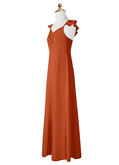 Azazie Amada Junior Burnt Orange A-Line Ruched Chiffon Dress image7