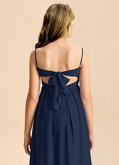 Azazie Zeya Junior Robe Trapèze en Mousseline de soie Bleu Marine Foncé image7