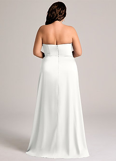 Azazie Wren Bridesmaid Dresses White A-Line Strapless Stretch Satin Convertible Dress image7