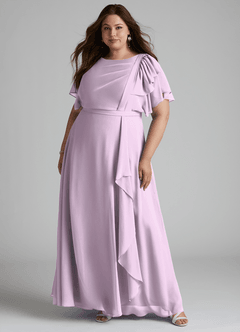 Azazie Aaliyah Modest brudtärna klänningar Klänning A-Line Utsvängd Golvlängd Chiffong image6