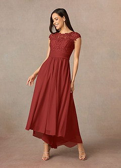 Azazie Amara Mother of the Bride Dresses Rust A-Line Lace Dress image2