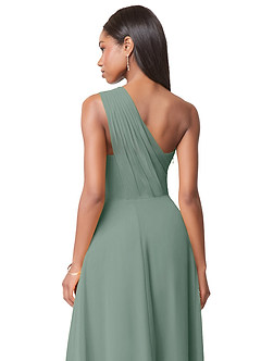 Azazie Ashley Bridesmaid Dresses Silver Sage A-Line Ruched Chiffon Dress image6