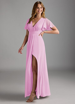 Azazie Zaniah Bridesmaid Dresses Candy Pink A-Line Chiffon Dress image5