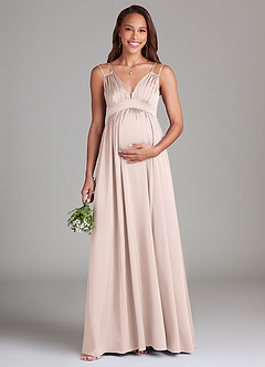 Azazie Emree vestidos de dama de honor de maternidad Vestido de Corte En A Con bolsillos Hasta el suelo Satén Elástico image1