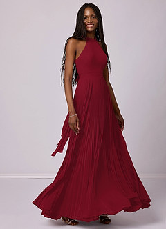 Barbie ♥ Azazie Bridesmaid Dresses Burgundy A-Line Pleated Chiffon Dress image5